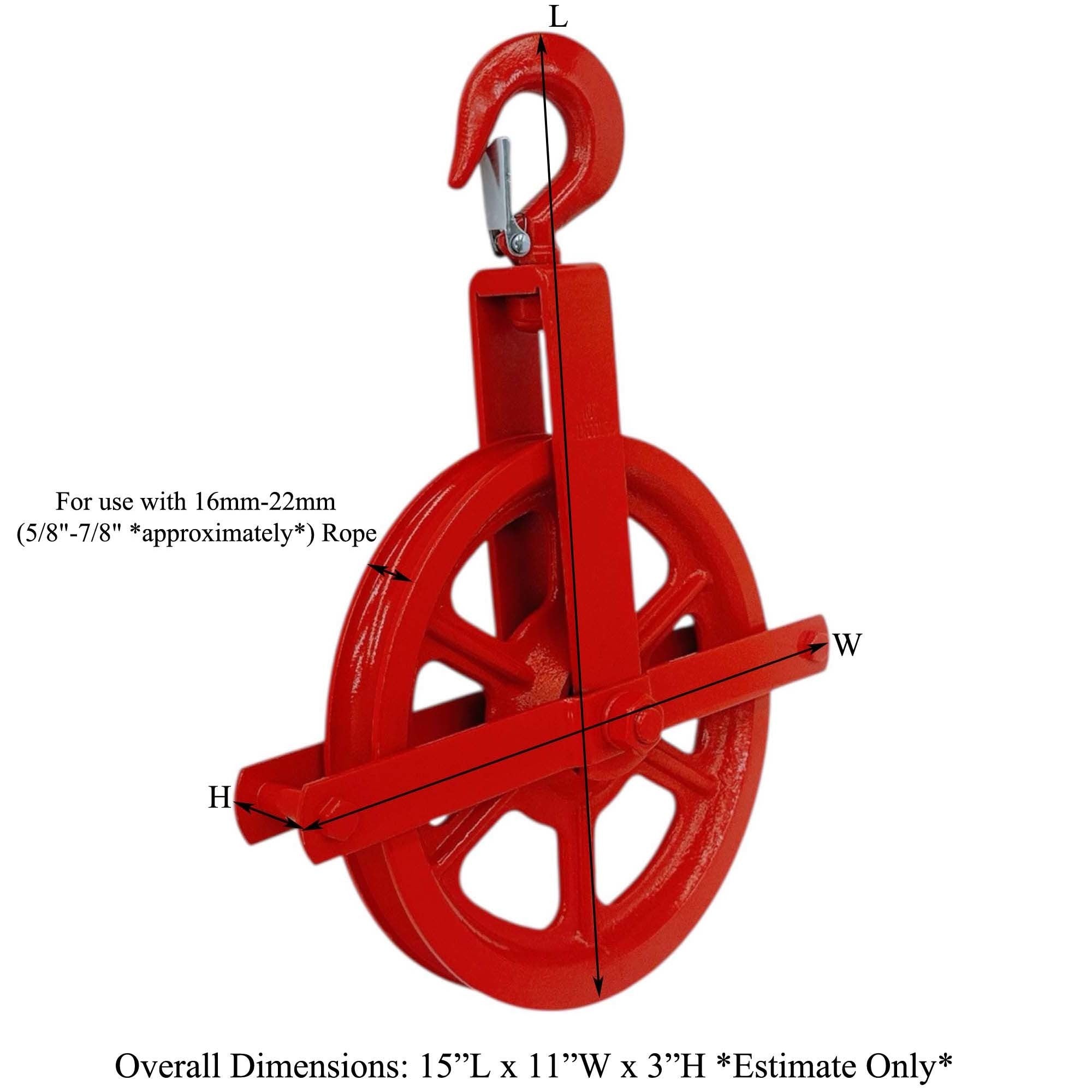 8" Gin Block Scaffold Hoist Pulley Scaffolding Wheels Cast Iron 1,000 Lbs WLL 16mm-22mm (5/8"-7/8")
