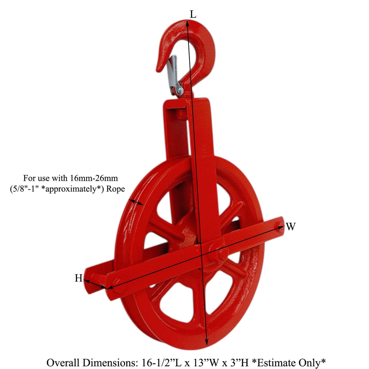 10" Gin Block Scaffold Hoist Pulley Scaffolding Wheels Cast Iron 1,000 Lbs WLL 16mm-26mm (5/8"-1")