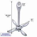 18 Lbs Hot Dipped Galvanized Folding Grapnel Anchor Boat Yacht Docking