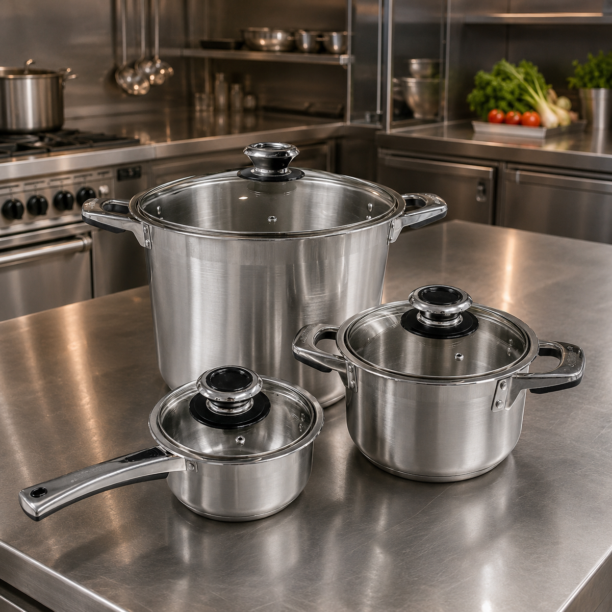 Stainless Steel Sauce Pan Stockpot with Tempered Glass Lid, Durable & Rust-Proof Kitchen Cookware