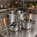 Stainless Steel Sauce Pan Stockpot with Tempered Glass Lid, Durable & Rust-Proof Kitchen Cookware