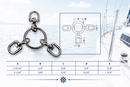 Marine Boat Stainless Steel Ring with 3 Way Swivel Ring, Fishing Tackle Swivel Connector for Rigging, Lines, Hooks, Lures, and Marine Hardware