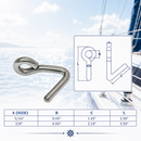 Stainless Steel Downhaul Hook for Marine Boat Rigging, Lifting Hook for Sailboat Lines, Rope, Chain, Dock Hardware, and Outdoor Use