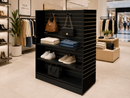 48"W x 24"D x 54"H Shaped Slatwall Gondola Display, Retail Store Floor Display Fixture for Merchandise, Accessories, Tools, Gifts, and Shop Organization