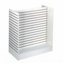 48"W x 24"D x 54"H Shaped Slatwall Gondola Display, Retail Store Floor Display Fixture for Merchandise, Accessories, Tools, Gifts, and Shop Organization