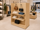 48"W x 24"D x 54"H Shaped Slatwall Gondola Display, Retail Store Floor Display Fixture for Merchandise, Accessories, Tools, Gifts, and Shop Organization