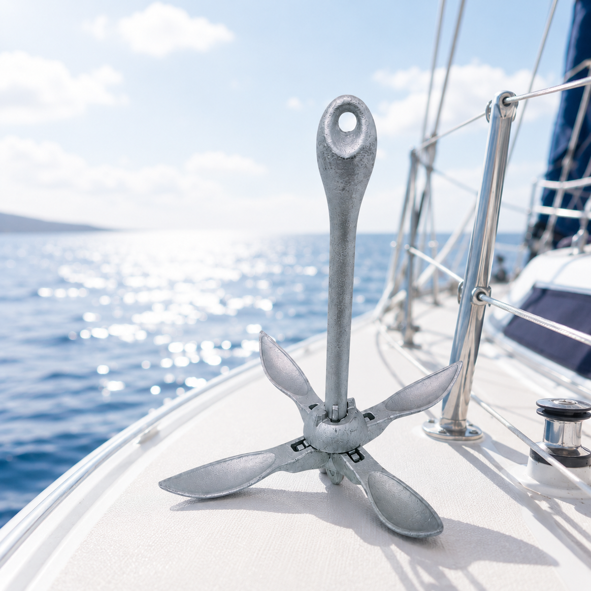 Hot Dipped Galvanized Folding Grapnel Anchor, Marine Boat Anchor for Yacht, Docking, Kayak, Canoe, Jet Ski, Dinghy, and Small Boat Use