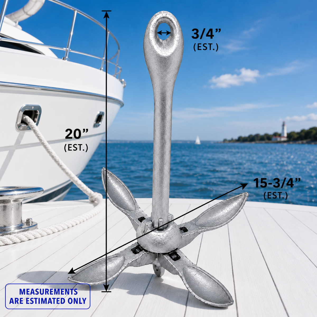 Hot Dipped Galvanized Folding Grapnel Anchor, Marine Boat Anchor for Yacht, Docking, Kayak, Canoe, Jet Ski, Dinghy, and Small Boat Use