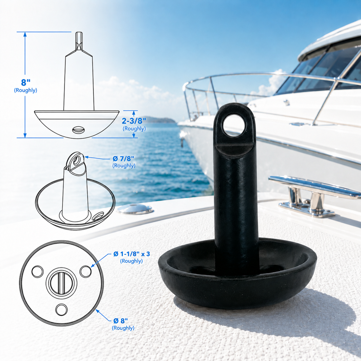 Mushroom Anchor Cast Iron Vinyl Coated Boat Anchor for Fishing Kayaks, Canoes, Jet Skis, SUP Paddle Boards, Dinghies, and Small Boats