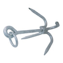 Hot Dipped Galvanized 4-Flute Prong Claws Grapnel Anchor, Marine Boat Anchor for Kayak, Canoe, Dinghy, Docking, and Fishing Use