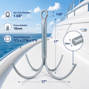 Heavy Duty Galvanized Steel 4-Prong Grapnel Anchor, Boat Anchor for Kayak, Jet Ski, Canoe, Small Watercraft, and Marine Use