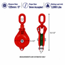 Single Sheave Yarding Block Cable Wire Snatch Block Pulley for Rigging, Towing, Logging, Pulling, and Wire Rope Use