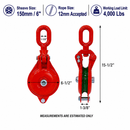 Single Sheave Yarding Block Cable Wire Snatch Block Pulley for Rigging, Towing, Logging, Pulling, and Wire Rope Use