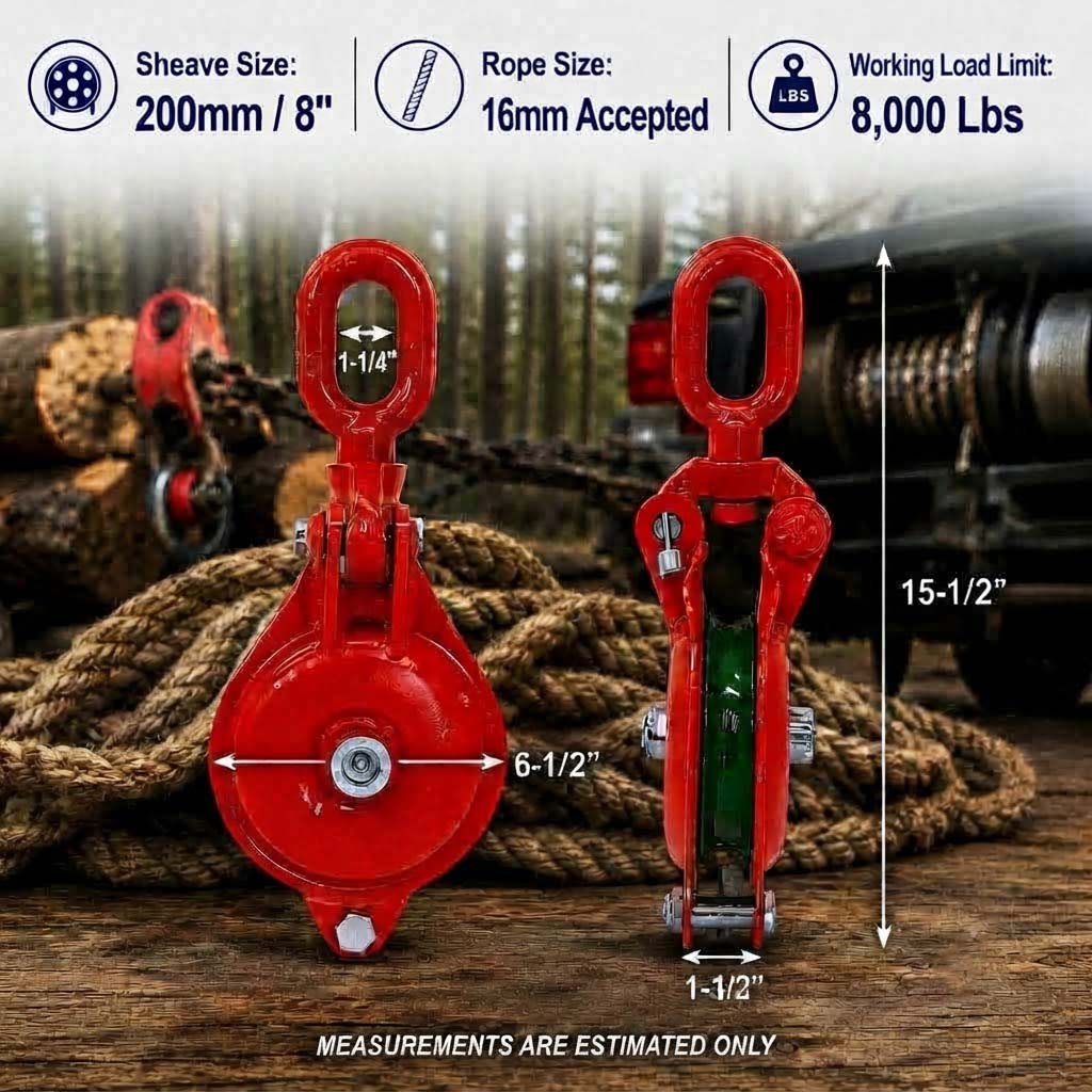 Single Sheave Yarding Block Cable Wire Snatch Block Pulley for Rigging, Towing, Logging, Pulling, and Wire Rope Use