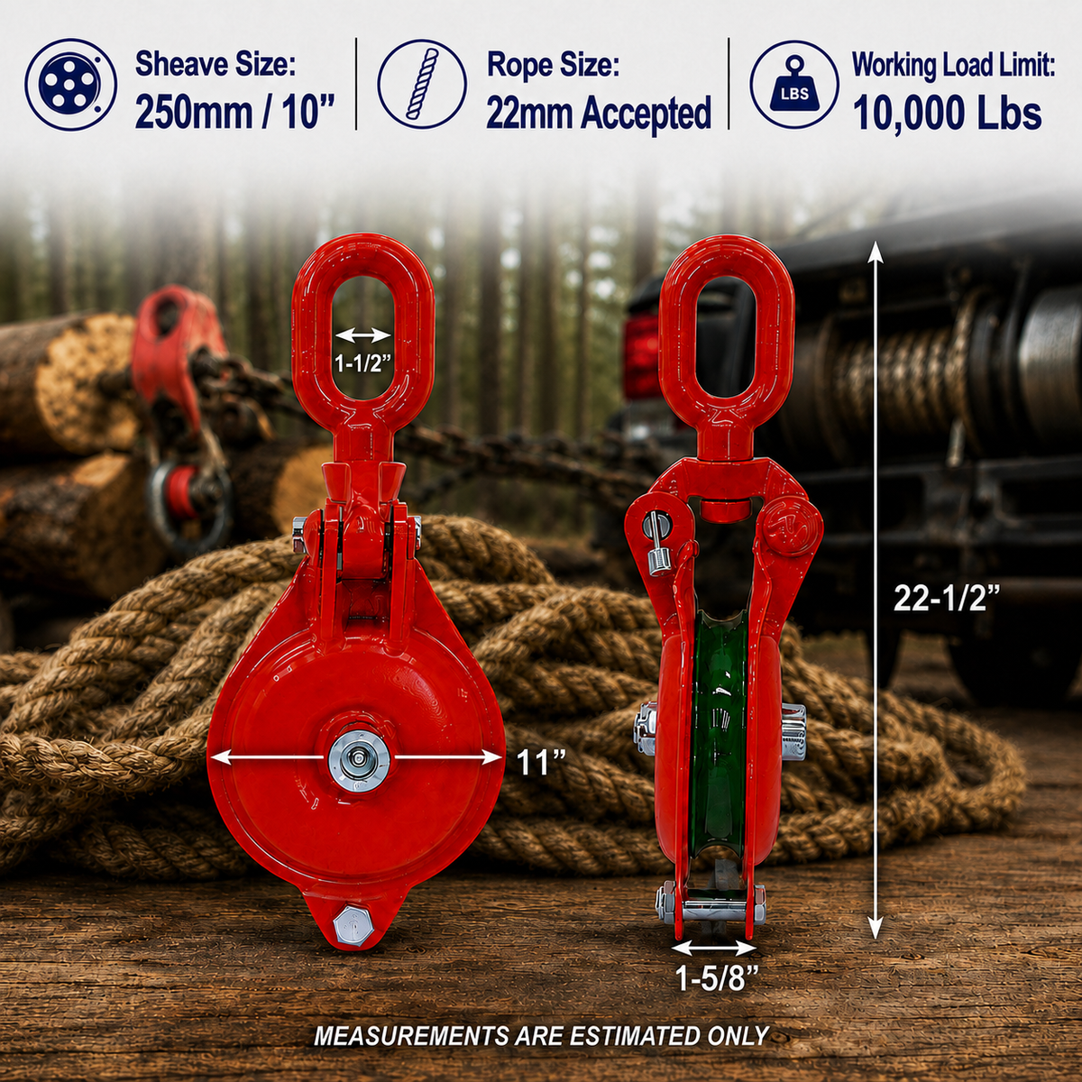 Single Sheave Yarding Block Cable Wire Snatch Block Pulley for Rigging, Towing, Logging, Pulling, and Wire Rope Use