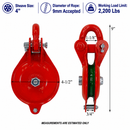Cable Wire Shackle Pulley, Single Sheave Yarding Block for Wire Rope, Logging, Rigging, Winching, and Towing