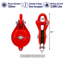 Cable Wire Shackle Pulley, Single Sheave Yarding Block for Wire Rope, Logging, Rigging, Winching, and Towing