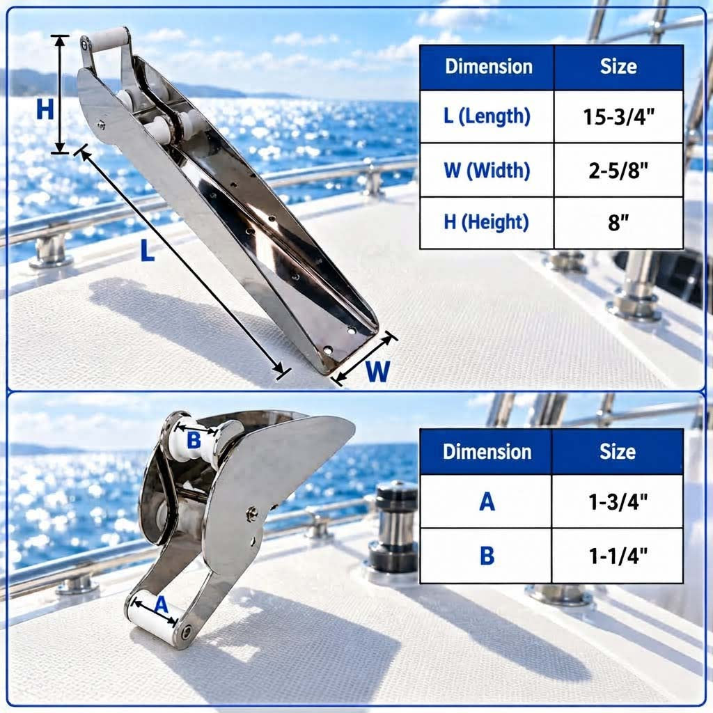Marine Boat T316 Stainless Steel Anchor Bow Roller, Marine Grade Boat Anchor Roller for Yacht, Docking, and Bow Hardware