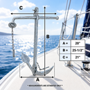 Hot Dipped Galvanized Foldable Admiralty Anchor, Boat Foldable Kedge Anchor for Yacht, Sailboat, Docking, and Mooring