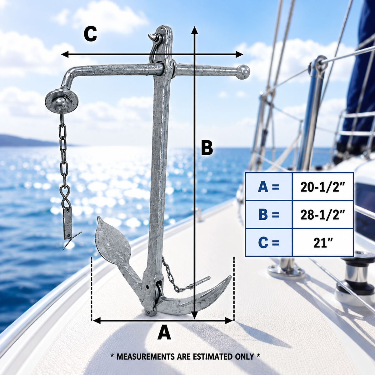 Hot Dipped Galvanized Foldable Admiralty Anchor, Boat Foldable Kedge Anchor for Yacht, Sailboat, Docking, and Mooring
