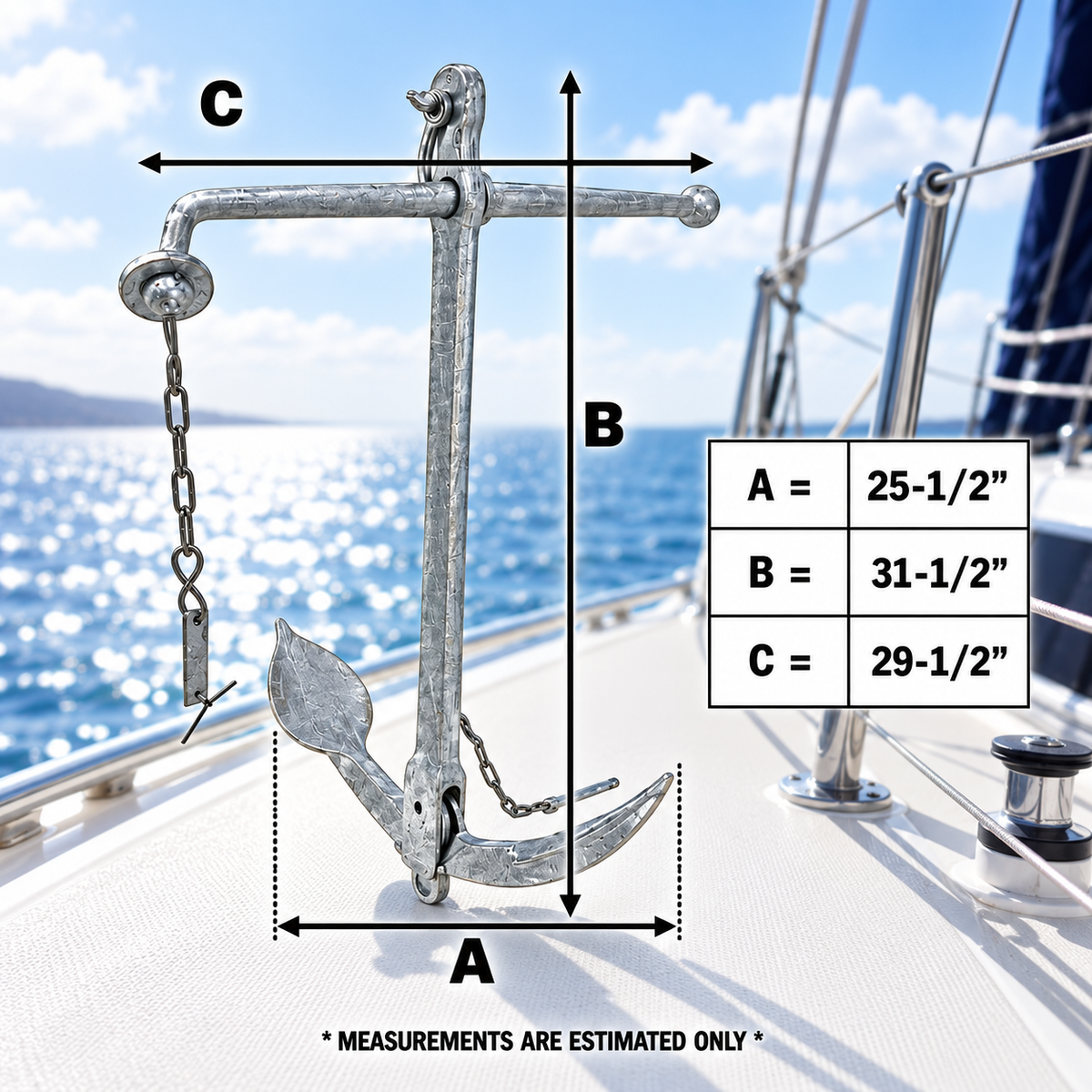 Hot Dipped Galvanized Foldable Admiralty Anchor, Boat Foldable Kedge Anchor for Yacht, Sailboat, Docking, and Mooring