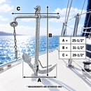 Hot Dipped Galvanized Foldable Admiralty Anchor, Boat Foldable Kedge Anchor for Yacht, Sailboat, Docking, and Mooring