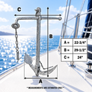 Hot Dipped Galvanized Foldable Admiralty Anchor, Boat Foldable Kedge Anchor for Yacht, Sailboat, Docking, and Mooring