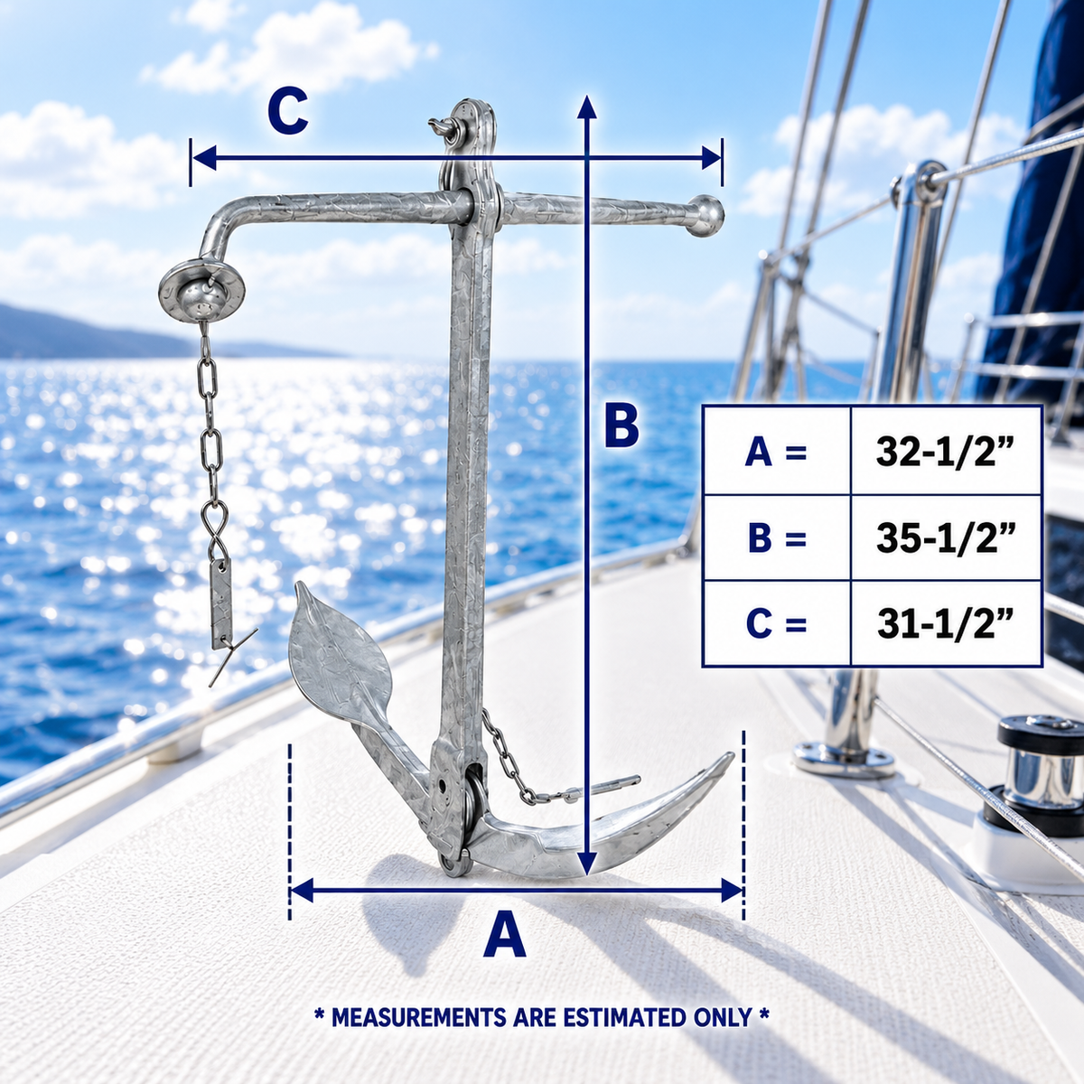 Hot Dipped Galvanized Foldable Admiralty Anchor, Boat Foldable Kedge Anchor for Yacht, Sailboat, Docking, and Mooring
