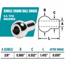 10 Pc Set T316 Stainless Steel Single Shank Ball Swage Fitting Terminal, Cable Wire Rope End Fitting for Marine, Rigging, Railing