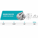 6 Pc Set Marine Boat Stainless Steel Round Pad Eye Plate, Deck Mount Tie Down Ring for Rigging and Outdoor Use