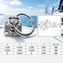 4 Pc Set T304 Stainless Steel Square Swivel Pad Eye Plate, Marine Boat Tie Down Ring for Rigging, Rope, Cable, and Outdoor Use