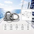 4 Pc Set Marine Boat T304 Stainless Steel Square Pad Eye Plate with Ring, Welded Formed  for Deck, Dock, Rope, Cable