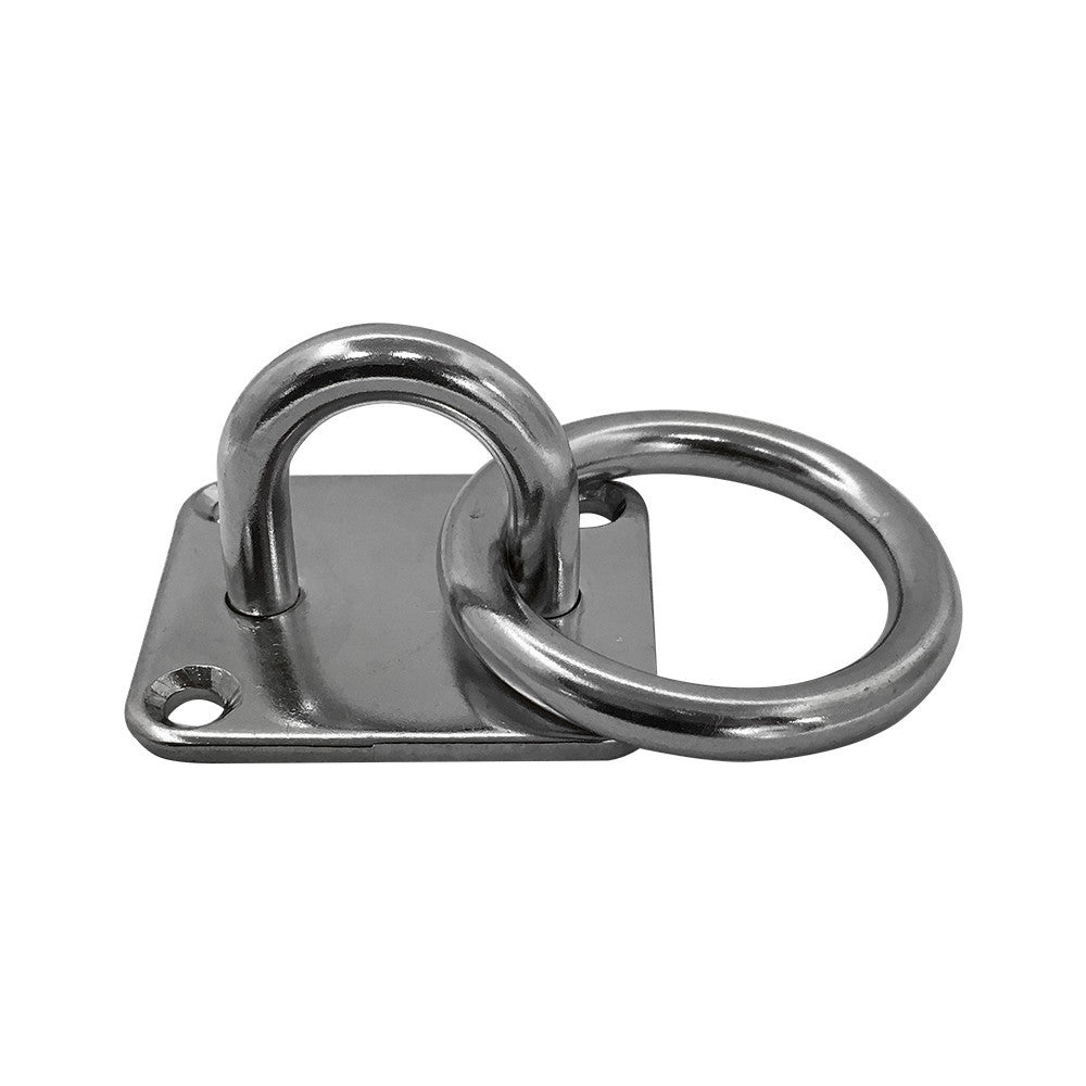 4 Pc Set Marine Boat T304 Stainless Steel Square Pad Eye Plate with Ring, Welded Formed  for Deck, Dock, Rope, Cable