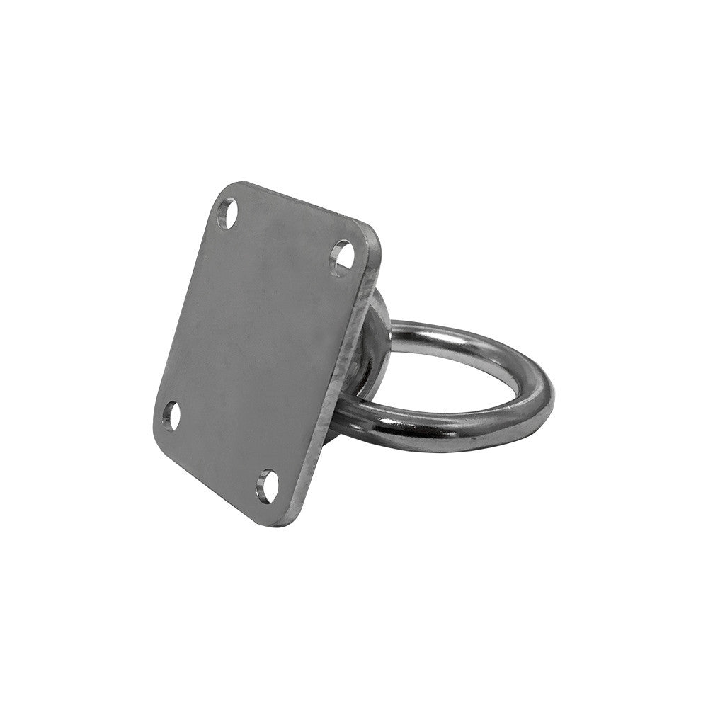 4 Pc Set Marine Boat T304 Stainless Steel Square Pad Eye Plate with Ring, Welded Formed  for Deck, Dock, Rope, Cable