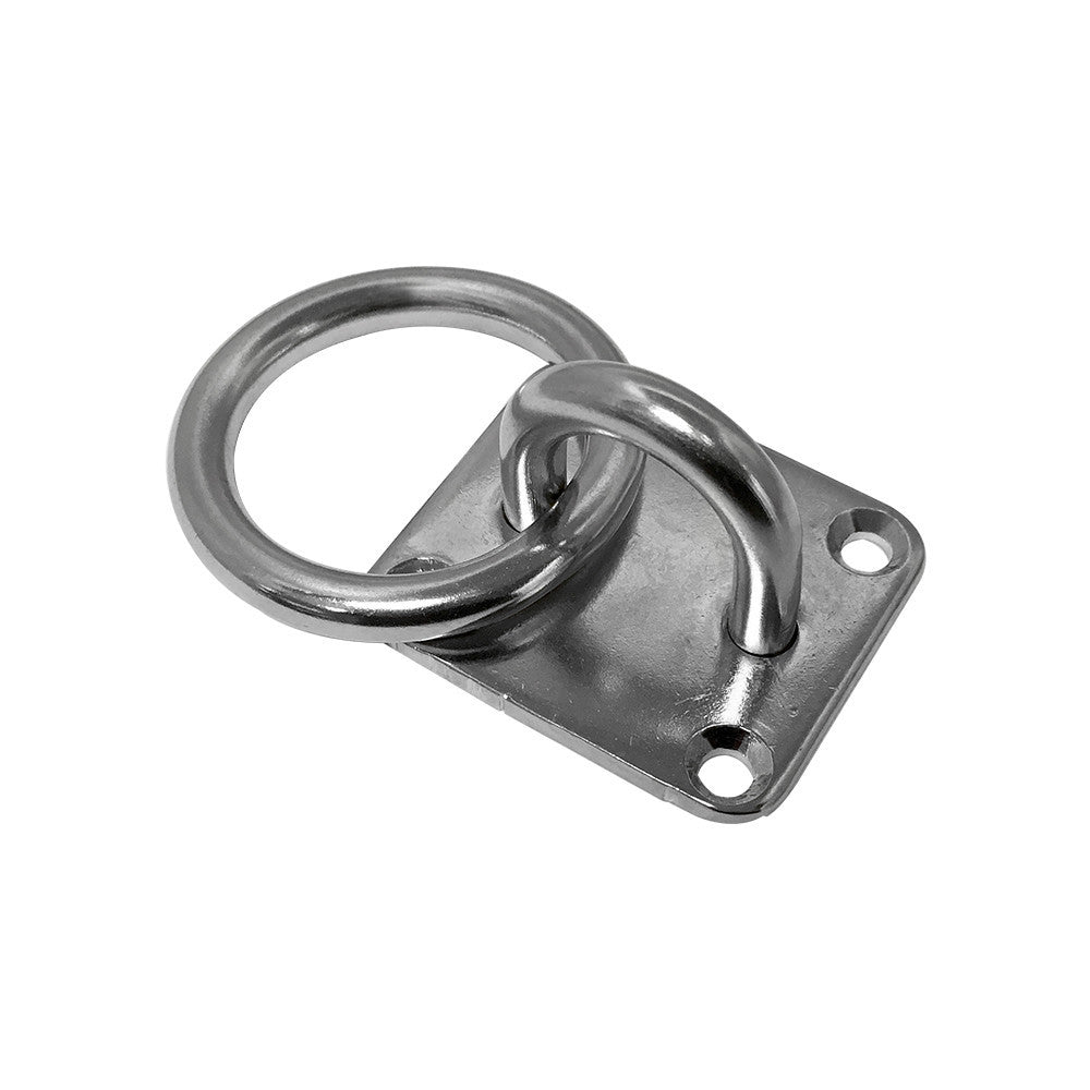 4 Pc Set Marine Boat T304 Stainless Steel Square Pad Eye Plate with Ring, Welded Formed  for Deck, Dock, Rope, Cable