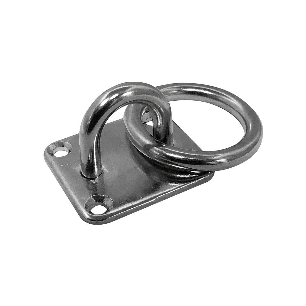 4 Pc Set Marine Boat T304 Stainless Steel Square Pad Eye Plate with Ring, Welded Formed  for Deck, Dock, Rope, Cable