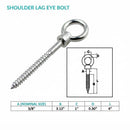5 Pc Set T316 Stainless Steel Screw Lag Eye Bolt, Marine Boat Lag Thread Eye Screw for Deck, Dock, Wood Post, Rope, Cable