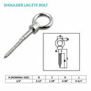 5 Pc Set T316 Stainless Steel Screw Lag Eye Bolt, Marine Boat Lag Thread Eye Screw for Deck, Dock, Wood Post, Rope, Cable