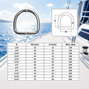 4 Pc Set Marine Boat Stainless Steel D-Ring, Yacht Sailing Hardware for Deck, Dock, Rope, Line, Strap, Tie Down Use