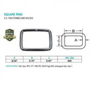4 Pc Set Marine Stainless Steel Rectangular Ring Link, Mil Spec Hardware for Rigging, Straps, Webbing, Rope