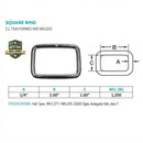 4 Pc Set Marine Stainless Steel Rectangular Ring Link, Mil Spec Hardware for Rigging, Straps, Webbing, Rope