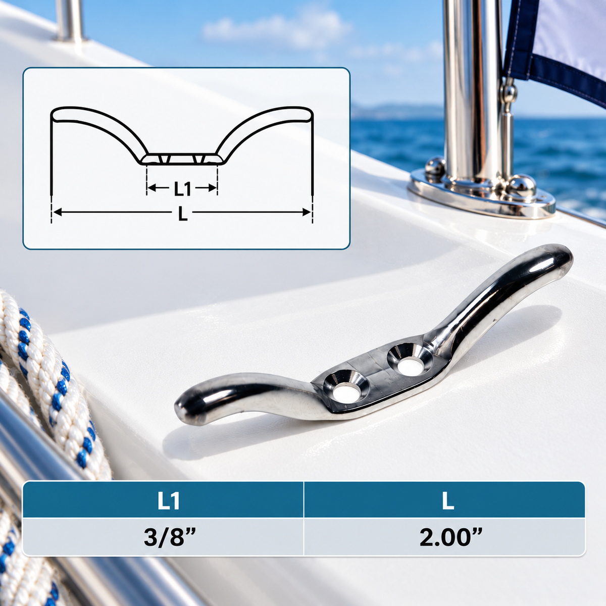 10 Pc Set Marine T316 Stainless Steel Flagpole Cleat, Rope Hanging Flag Pole Cleat for Boat, Dock, Wall, and Outdoor Use