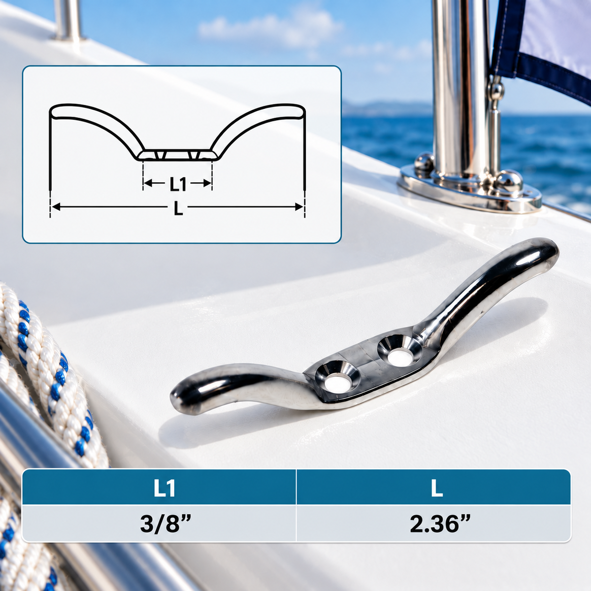 10 Pc Set Marine T316 Stainless Steel Flagpole Cleat, Rope Hanging Flag Pole Cleat for Boat, Dock, Wall, and Outdoor Use