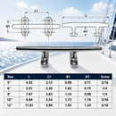4 Pc Set Marine Boat T316 Stainless Steel Blue Water Cleat, Flat Top Dock Deck Rope Cleat for Boat, Yacht, Mooring