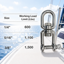 Stainless Steel T316 Eye Jaw Swivel, Marine Mooring Swivel Connector for Boat, Anchor, Chain, Rope, Dock, Rigging, and Sailing Hardware