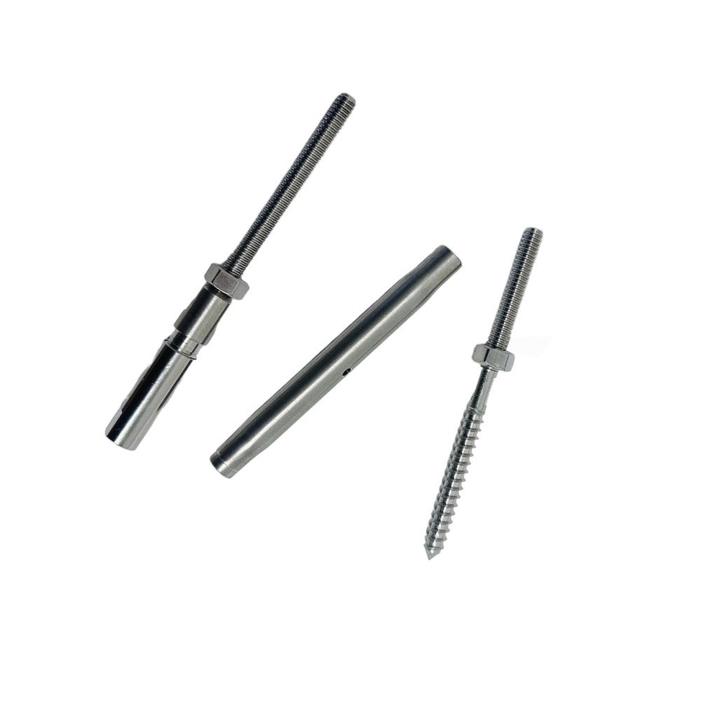 10 Pc Set Marine T316 Stainless Steel Swageless and Lag Turnbuckle for Cable Wire Rope, Deck Railing Terminal Fitting