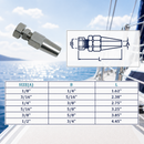 4 Pc Set Marine Boat T316 Stainless Steel Swageless Receiver, Cable Wire Rope Railing Terminal Fitting for Deck, Dock, Stair