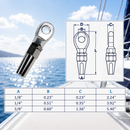 4 Pc Set Marine Boat T316 Stainless Steel Swageless Eye Terminal for Cable Rail, Wire Rope Railing End Fitting for Deck, Stair, Balcony