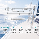 4 Pc Set Marine Boat Stainless Steel Swageless and Drop Pin Turnbuckle for Cable Wire Rope, Adjustable Railing Tensioner for Deck, Stair, Dock