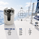 10 Pc Set Marine Boat T316 Stainless Steel Cross Cable Clamp, Wire Rope Clip for Cable Railing, Rigging, and Outdoor Use